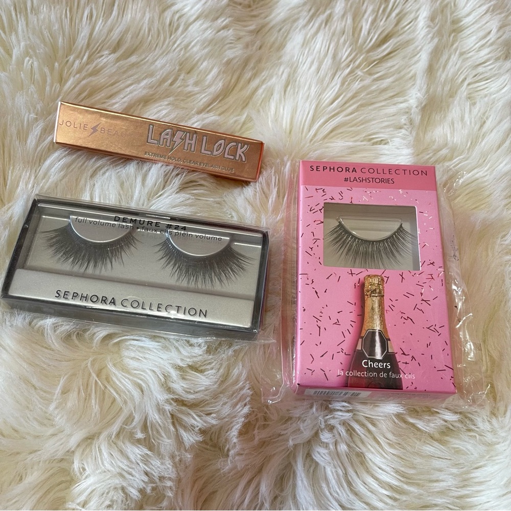Sephora Black Glamour Lashes & Glue lot of 3 bundle